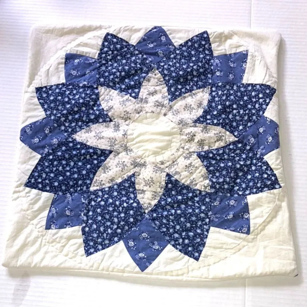STARBURST Country Farmhouse Floral Quilted Pillow and Case 17 x 17 inches
